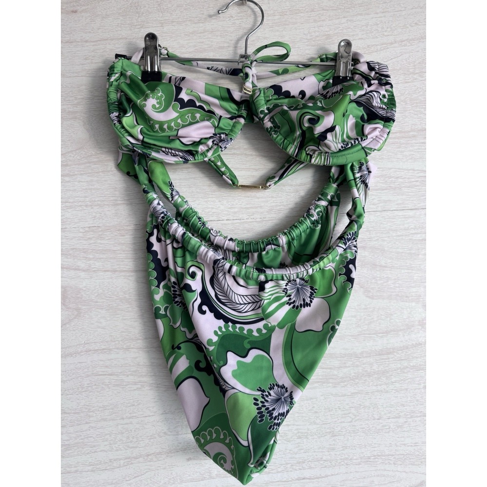 Cin Cin Reef Bikini Set Fern Green Floral Sz Large
